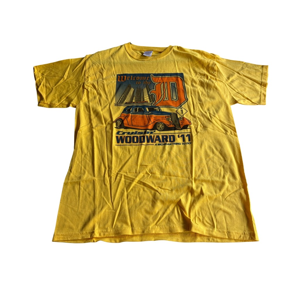 Woodward Dream Cruise 2011 Graphic T-Shirt Detroit Yellow Mens Large